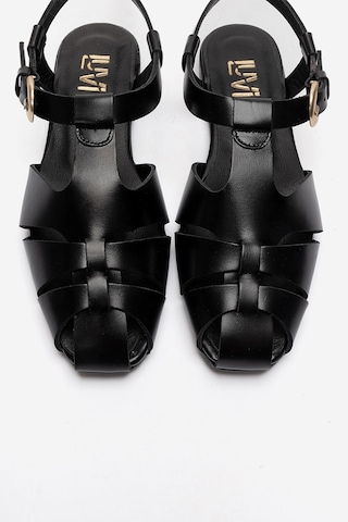 Luvi Shoes Jandor Siyah Hakiki Deri Kadın Sandalet