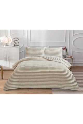 Soft Çizgi Çift Kişilik Yatak Örtüsü 260x240 Bej