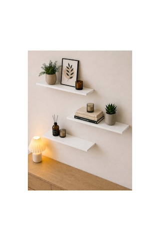 Harmony 3 Raflı Gizli Monte Uçan Raf 50 15 Cm Beyaz