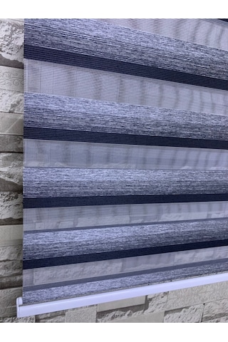 Siyah Gri Geçişli Zebra Perde (Etek Düz)