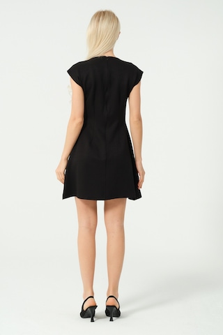 S'amore Clothing V Yaka Mini Elbise Siyah Siyah
