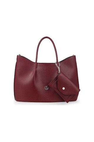 Bilik Deri Logo Detaylı Bordo Kadın El Çantası Riv 147-r Bordo