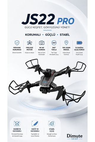 Js22 Pro Drone 4k Kameralı Fırçasız Motorlu Çift Lens Korumalı 360 Takla Drone