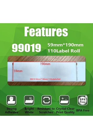 99019 Rulo Etiket, Dymo Labelwriter & Seiko Etiket Yazıcı/59 Mm X 190 Mm/110 Adet/klasör Etiketleri 3x Etikettenrolle