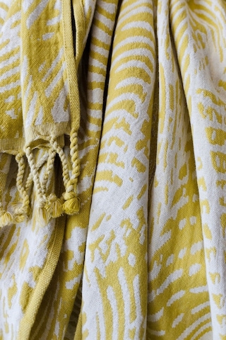 Jakarlı Müslin Peştemal-yaprak Desen-90x170 Cm Hardal Hardal