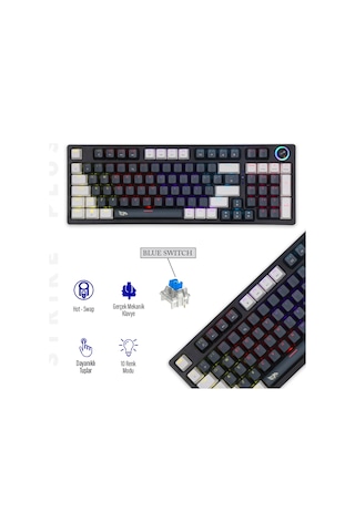 Gameagle Strike Plus MK-96X1ABB Mekanik Işıklı Blue Switch Gamer Oyuncu Klavye