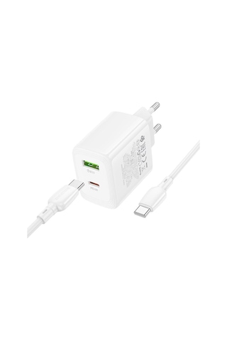 Borofone Bn30 Fuente Pd45w Tip-c + Qc 3.0 Usb Şarj Cihazı 1m Tip-c Tip-c Kablosu, Ab Fişi Beyaz Beyaz