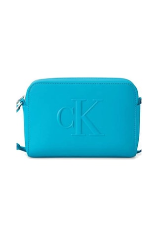 Calvin Klein Kadın Ck Yazı Detay Deri Ayarlanabilir Askı Fermuar Kapama Mavi Omuz Çantası Lv04k3036g-xt6-8785 Mavi