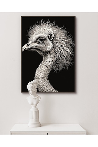 Tablo Ahşap Çerçeveli Tablo Çerçeveli Poster Devekuşu Hayvan Temalı Tablo