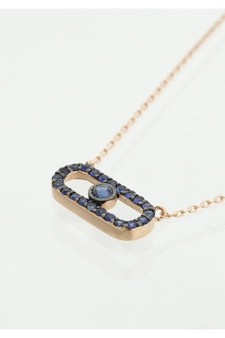 İris Safir Geometrik Kolye Rose Gold