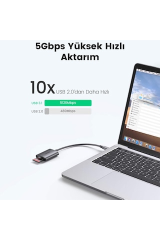Ugreen Type-C to SD ve Micro SD Kart Okuyucu Adaptör