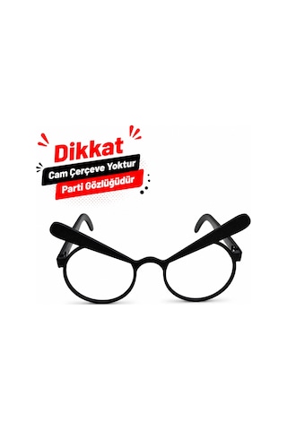Minimal Retro Parti Gözlüğü Tekli Siyah Tasarım Eğlenceli Konsept Sert Plastik Hafif Gözlük Tüm Yaşlar