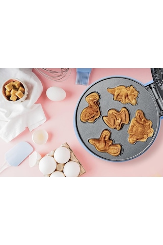 Bestron Kurabiye Ve Waffle Makinesi,yapışmaz Kaplama, 700w, Eğlenceli Dinozor Deseni Mutfak Ekipmanları Mavi 189437294