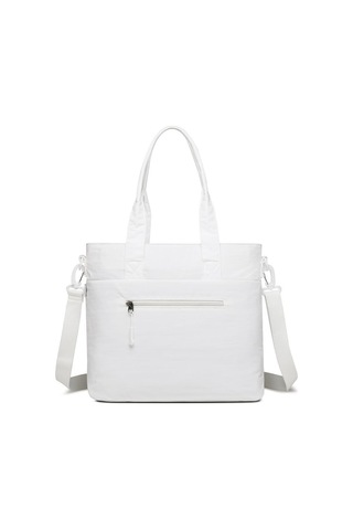 Smart Bags Mikro Poly Kumaş Büyük Boy Kadın Omuz Çantası 3345 Beyaz