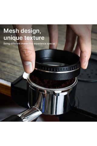 Kosona Alüminyum Kahve Filtre Halka, 6 Magnetlı Tutma, Kaymaz Diamant Dokulu, 54mm Siyah, Delonghi/breville Uyumlu Siyah