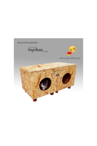 Kedi Kulübesi Profesyonel Magicboxes Natural Ahşap Kedi Evi 37 x 36 x 62 CM