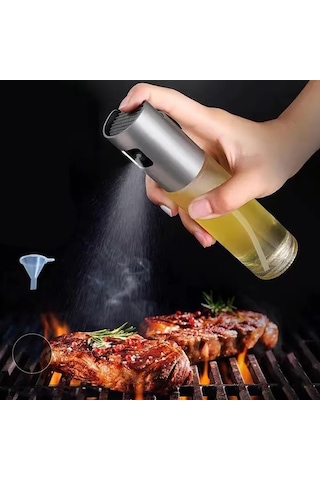 Sprey Yağlık Spreyli Cam Şişe Yağdanlık, Yağ, Sirke Ve Limon Püskürtücü, 100 Ml, Asorti Çok Renkli