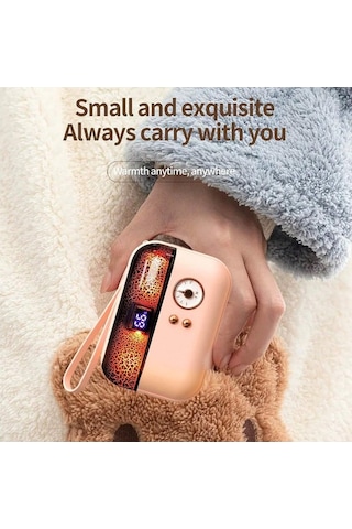 Dm Hx-869 4000mah Kışlık Elektrikli El Isıtıcı Dijital Ekranlı Power Bank Pembe
