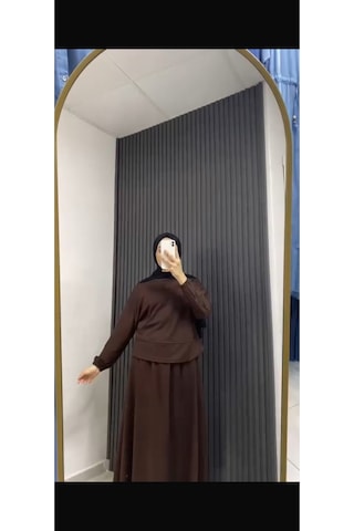 Sarıdağ Modal Tesettür Etek Bluz İkili Takım Gümüş