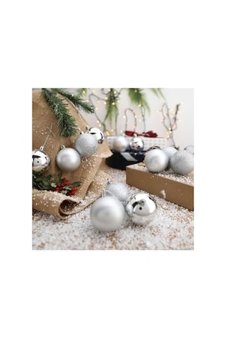 Yenigeldi 12 Adet Gümüş 6 Cm Yılbaşı Topu, Adet Noel Topu, Çam Ağacı Topu, Süs Topu