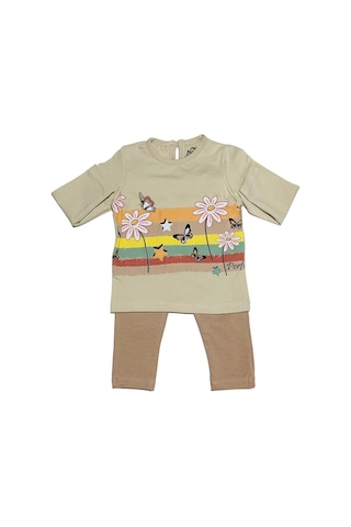 Baby Pink Renkli Kız Çocuk Alt Üst Bej
