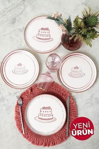 Keramika Pink Cake Nordic Pasta Tabağı 22 Cm 4 Adet 22965-66 Çok Renkli