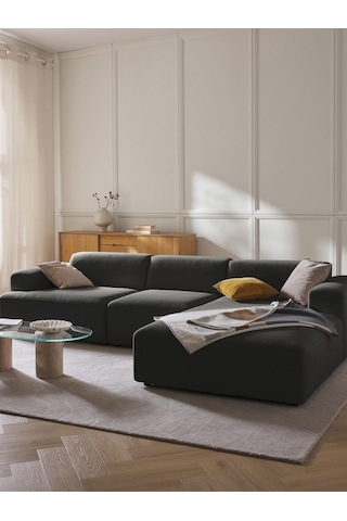 Massimo 3 Modül Sağ Köşe Koltuk Takımı Koyu Antrasit Keten Kumaş Sağ Koyu Antrasit