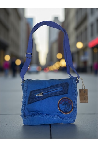 Old Cotton Cargo Vintage Küçük Salaş Unisex Günlük Çapraz Postacı Çantası S Boy 26x20cm Mavi