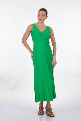 Unique Mode V Yaka Yeşil Kadın Elbise Us233014 001