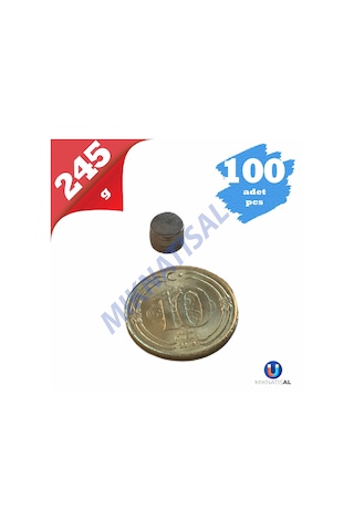 6X1Mm Silindir (Disk) Güçlü Neodyum Mıknatıs 100 Adet