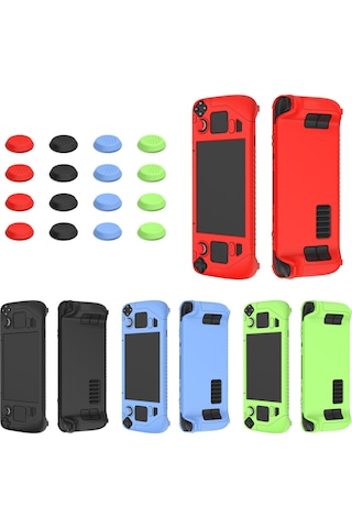 Steam Deck Oyun Denetleyicisi İçin 4 Adet Anahtar Kapaklı Yumuşak Silikon Koruyucu Kapak Kılıfı Parlak Mavi