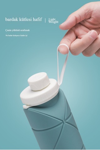 Silikon Katlanır Seyahat Bardak Lacivert