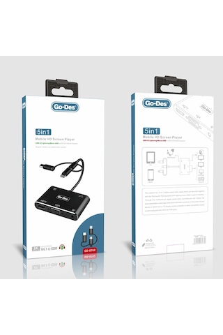 Go Des GD-8762 5 in 1 HDMI VGA AV Dönüştürücü Adaptör Ses ve Görüntü Aktarım Bluetooh v4.2 EDR - Siyah ZORE-260751