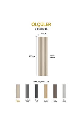 Vilo Mpc S Çıta Duvar Paneli Satin Cream 265cm Yapıştırmalı Montaj - Neme Ve Darbeye Dayanıklı