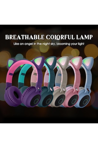 Teltree Kedi Kulaklı Işıklı Kulaklık - Bluetooth 5.3, 400mah Pil, Çoklu Mod Bt/tf Kart/fm/3.5mm , Genişletilebilir Ve Katlanabilir, Mavi Gri