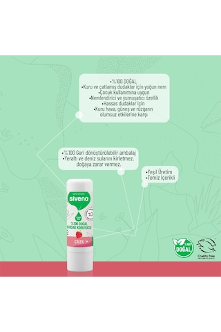 Siveno %100 Doğal Dudak Koruyucu Çilekli 6 Gr