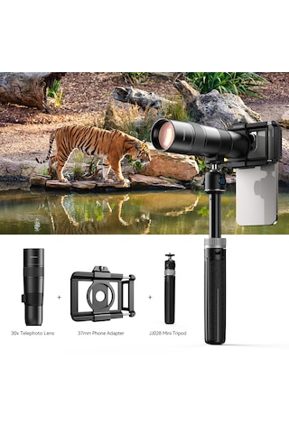 Apexel Telecular 30x Telefoto Lens Siyah Tanımlandığı Gibi