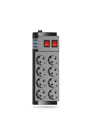 8 Li Termal Akım Korumalı Uzatma Prizi 3 Usb Hızlı Şarj 4000w 16a 2m Kablo 2