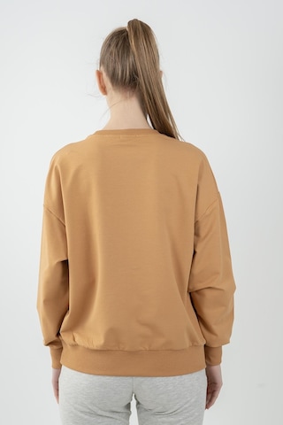 Maraton Sportswear Oversize Kadın Bisiklet Yaka Uzun Kol Basic Koyu Bej Sweatshirt 22169-koyu Bej Koyu Bej
