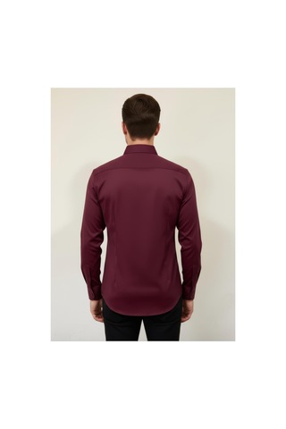 Yusaytr Erkek Saten Gömlek Bordo Bordo