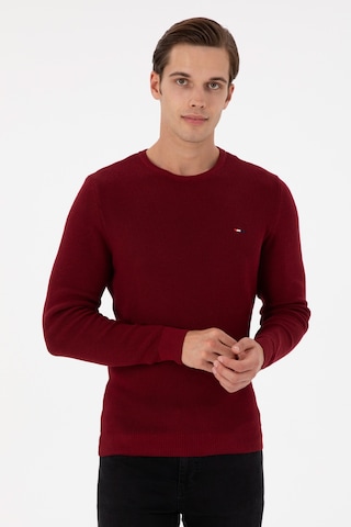 U.S. Polo Assn. Erkek Slim Fit Bisiklet Yaka Bordo Basic Kazak 50298282-VR014