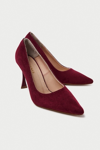Mubiano Hakiki Deri Mb970-brd Kadın İnce 9 Cm Topuklu Bordo Süet Stiletto & Topuklu Ayakkabı Bordo