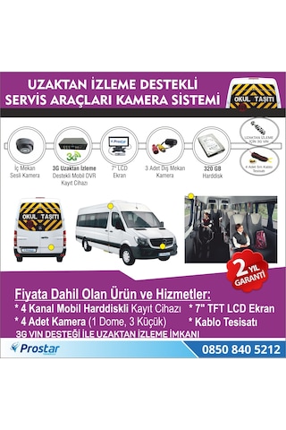 Okul Ve Servis Taşıtları İçin 320 Gb Kayıtlı Kamera Set