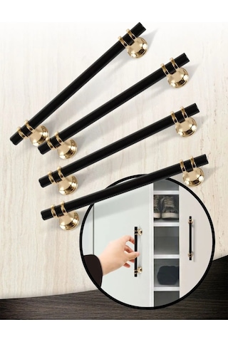 Metalheart Mobilya Kolu 128 Mm Siyah+altın 4 Adet 348118767 Siyah Mat