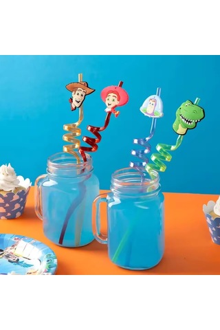 Çocuk Pipeti 4 Adet Şekilli-uzun Kıvrımlı Ve Figürlü Renkli Plastik Pipet Seti 26 Cm Rahat Kullanım
