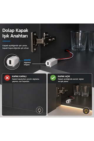 Dolap Kapak Işık Anahtarı 12V Elektrik Anahtarlar