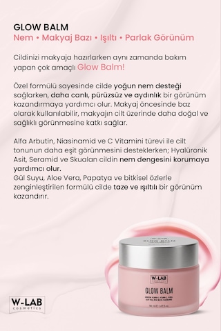 W-lab Cosmetics 4 Etkili Makyaj Balmı Nem,baz,ışıltı Ve Parlaklık Glow Balm 50 Ml