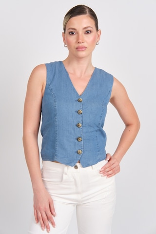Only Kadın Onlırıs Kolsuz Düğmeli Jean Yelek 15337941 Indigo Indigo
