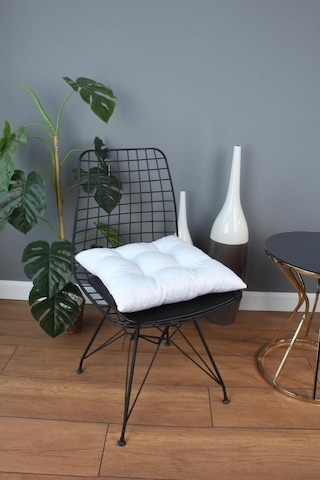 Altınpamuk Altınpamuk Beta Pofidik Beyaz Sandalye Minderi Bağcıklı 40X40Cm