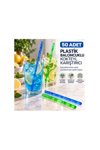 Plastik Baloncuklu Kokteyl Karıştırıcı 50 Adet Renkli İçecek Karıştırma Çubuğu - 920879689 Plastik Baloncuklu Kokteyl Karıştırıcı 50 Adet Renkli İçecek Karıştırma Çubuğu - 920879689